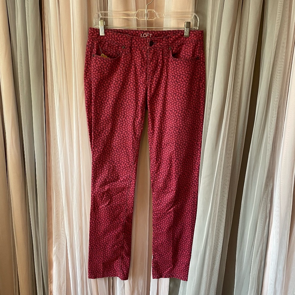 Ann Taylor Loft Pink Paisley Pants size 26/2